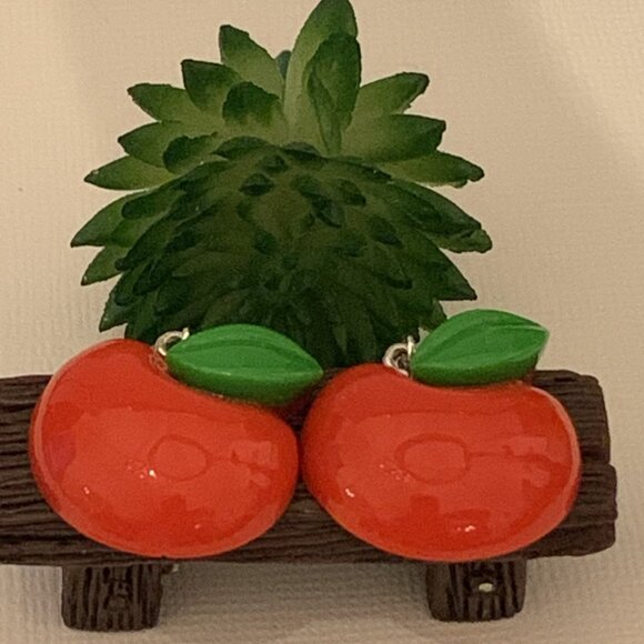Apple Earring, Fruit Earring, Funny Food Earring, Educator Earring, Teacher Gift - Picture 6 of 8